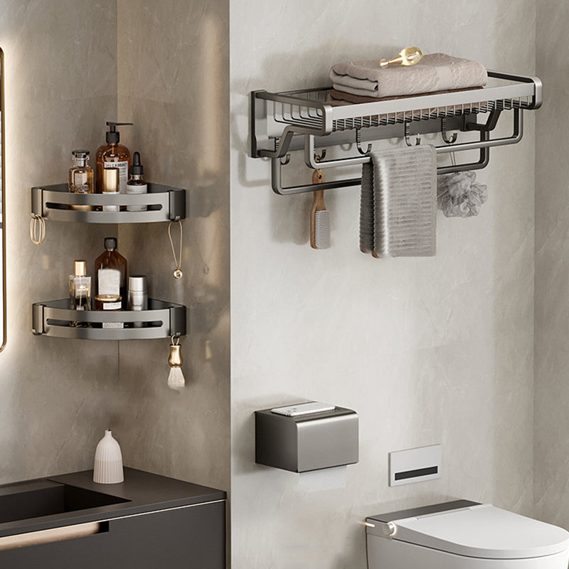 BowLift | Aluminum modern bathroom accessories set polished gray bathroom shelf/paper holder/robe hook