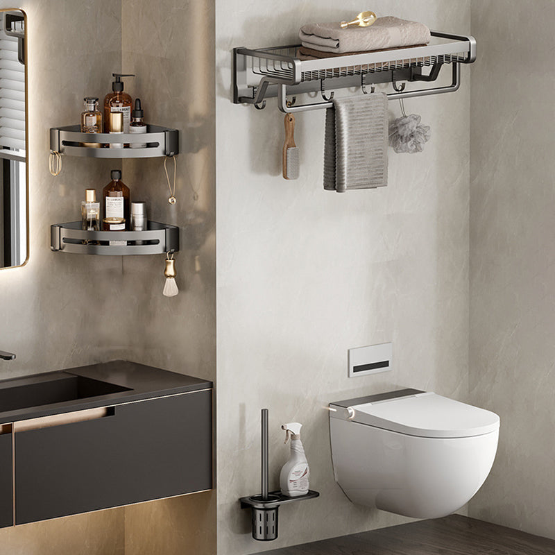 BowLift | Aluminum modern bathroom accessories set polished gray bathroom shelf/paper holder/robe hook