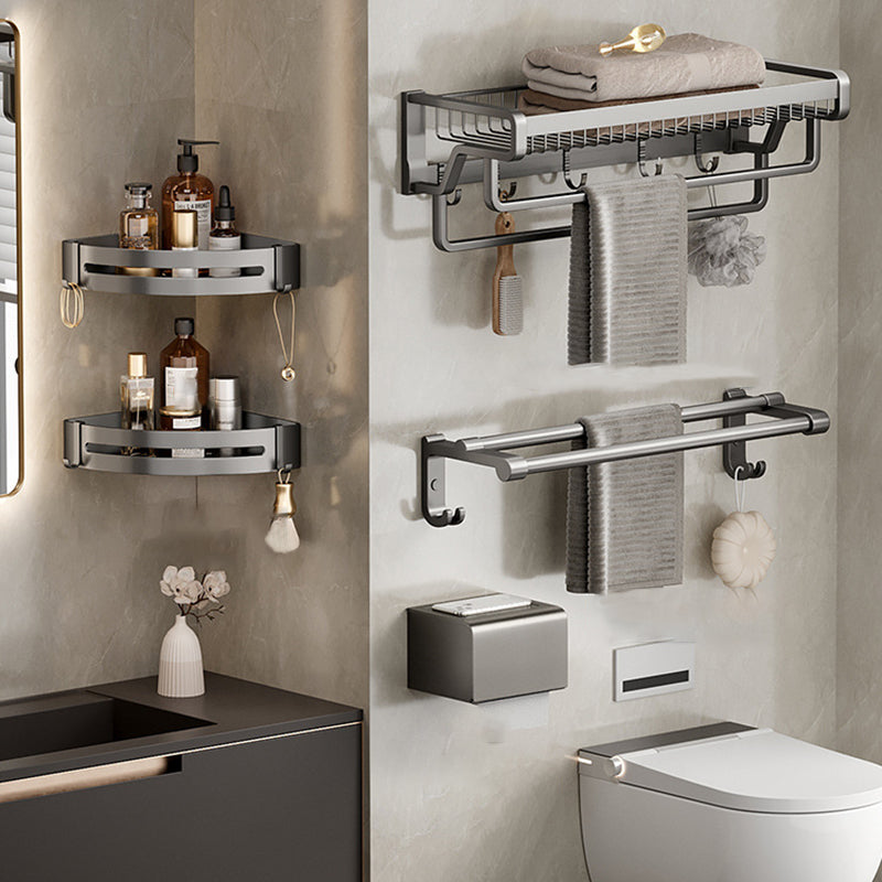 BowLift | Aluminum modern bathroom accessories set polished gray bathroom shelf/paper holder/robe hook