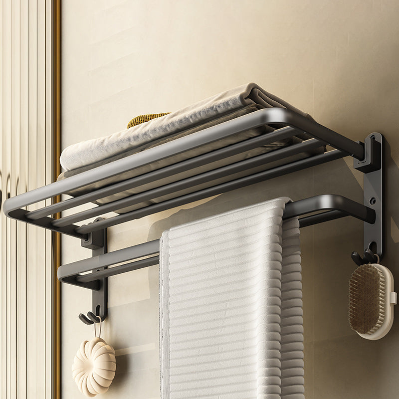 BowLift | Contemporary Bathroom Accessory Set Gray Aluminum Bathroom Shelf/Towel Rack/Bathtub Hook