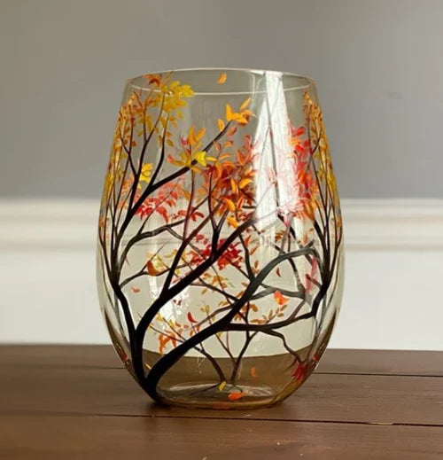 BowLift | Four Seasons Tree Wine Glasses - Hand Painted Art