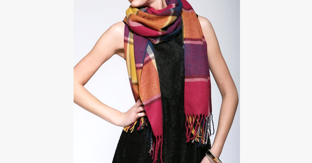 BowLift | Checked Pattern Wool Scarf and Shawl - Various Colors