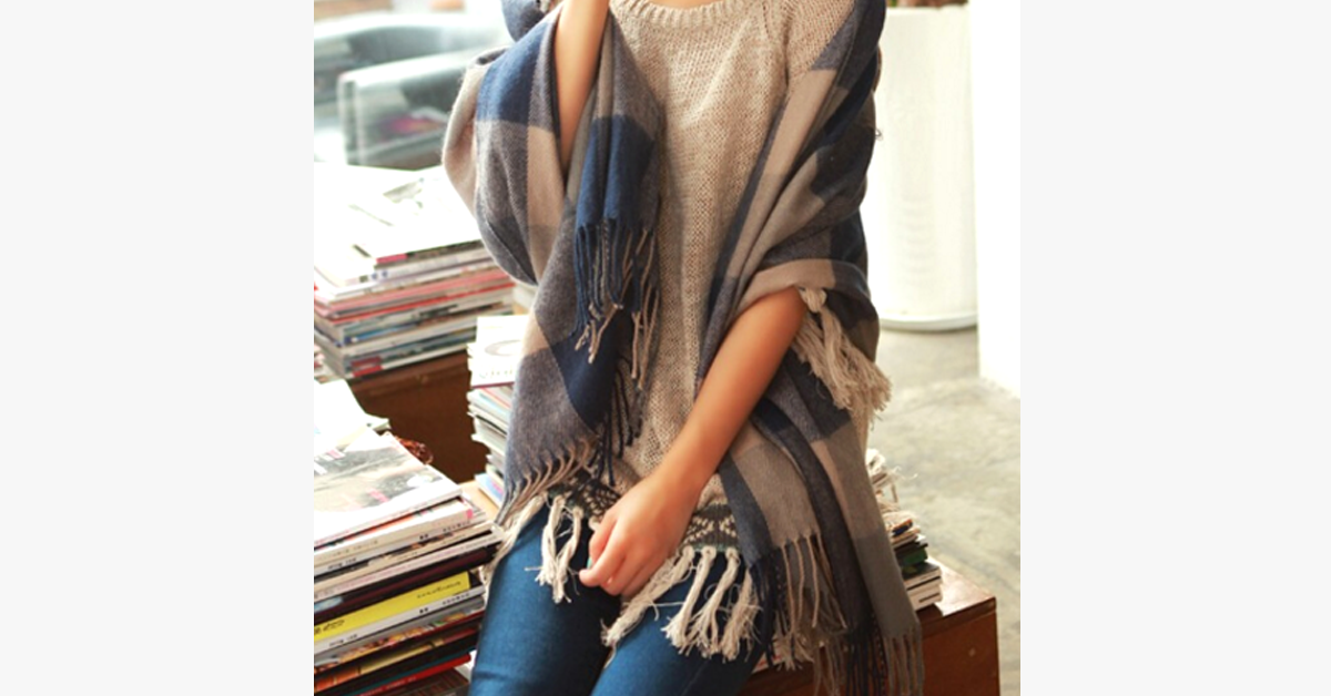 BowLift | Checked Pattern Wool Scarf and Shawl - Various Colors