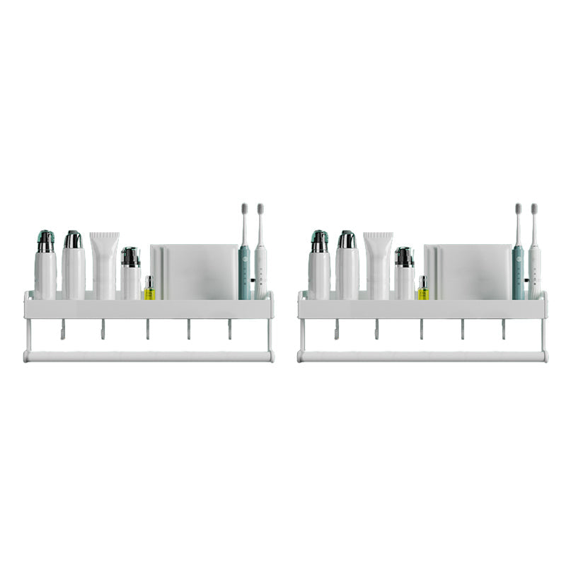 BowLift | 2-piece modern bathroom accessory set White rectangular bath shelf