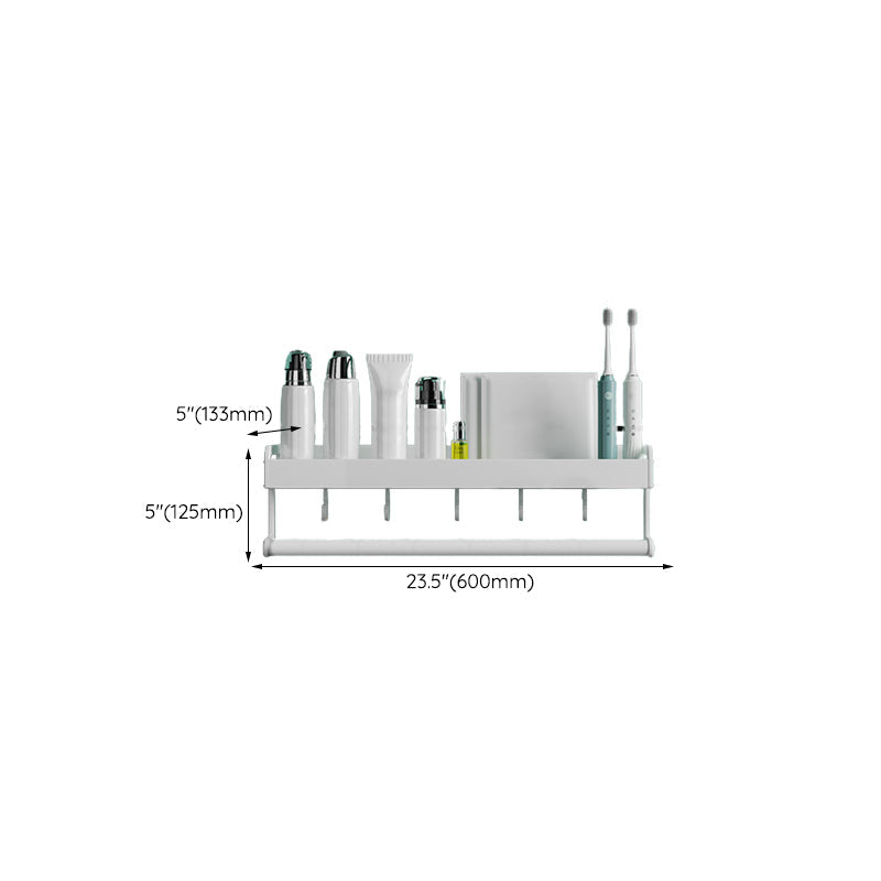 BowLift | 2-piece modern bathroom accessory set White rectangular bath shelf