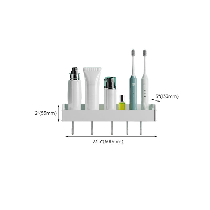 BowLift | 2-piece modern bathroom accessory set White rectangular bath shelf