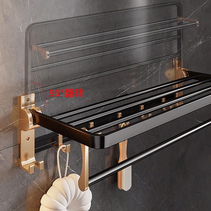 BowLift | Black and Brass Bathroom Hardware Set Modern Stainless Steel Bathroom Shelf/Towel Holder/Paper Holder