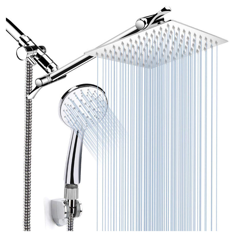 BowLift | Silver Dual Shower Head 3 Settings Medium Flow Wall Mounted Shower Head