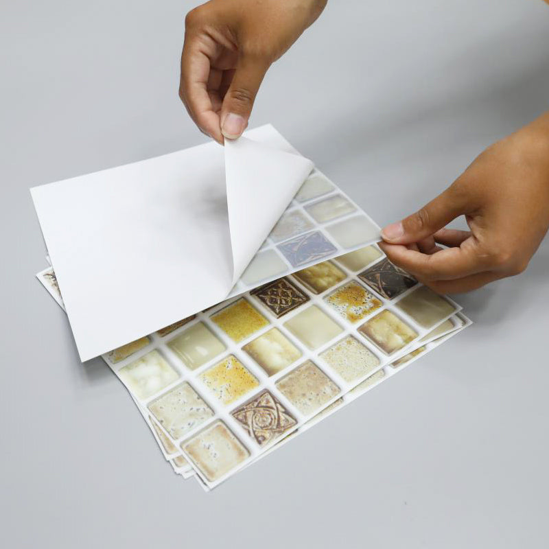 BowLift | Plastic Self-Adhesive Tiles Mosaic Tiles Grid Square Waterproof Self-Adhesive Tile Pack of 10