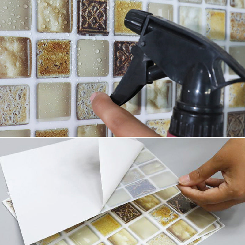 BowLift | Plastic Self-Adhesive Tiles Mosaic Tiles Grid Square Waterproof Self-Adhesive Tile Pack of 10