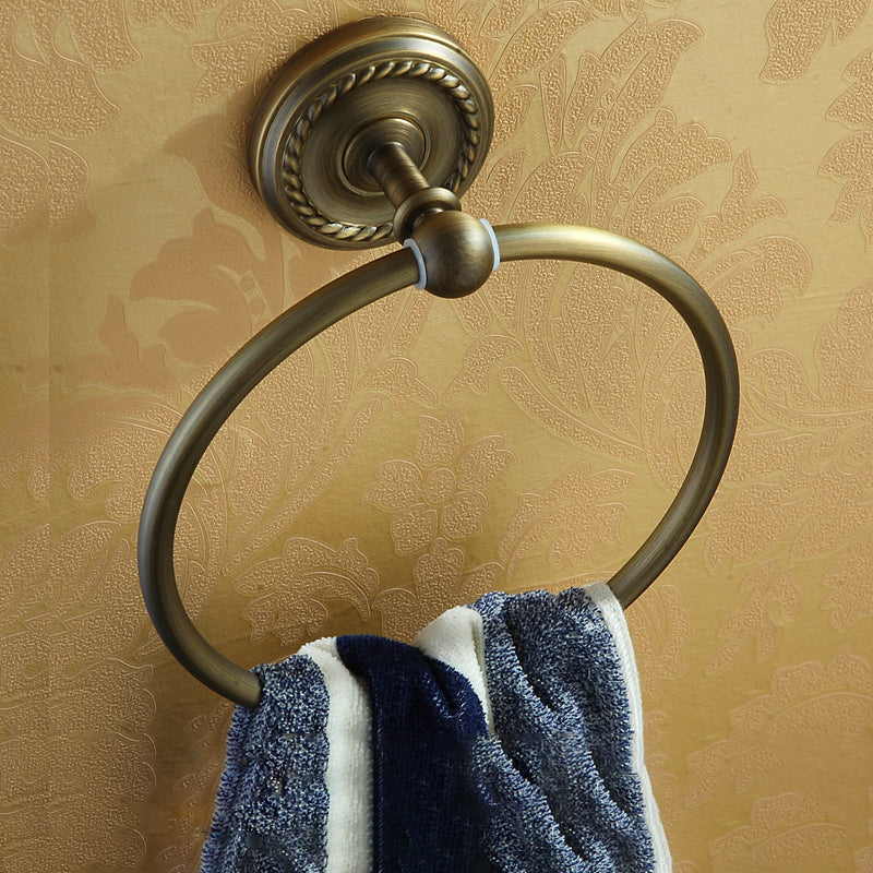 BowLift | Worn Brass Traditional Bathroom Set with Bath Shelf/Paper Holder & Towel Bar