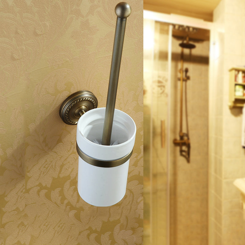 BowLift | Worn Brass Traditional Bathroom Set with Bath Shelf/Paper Holder & Towel Bar