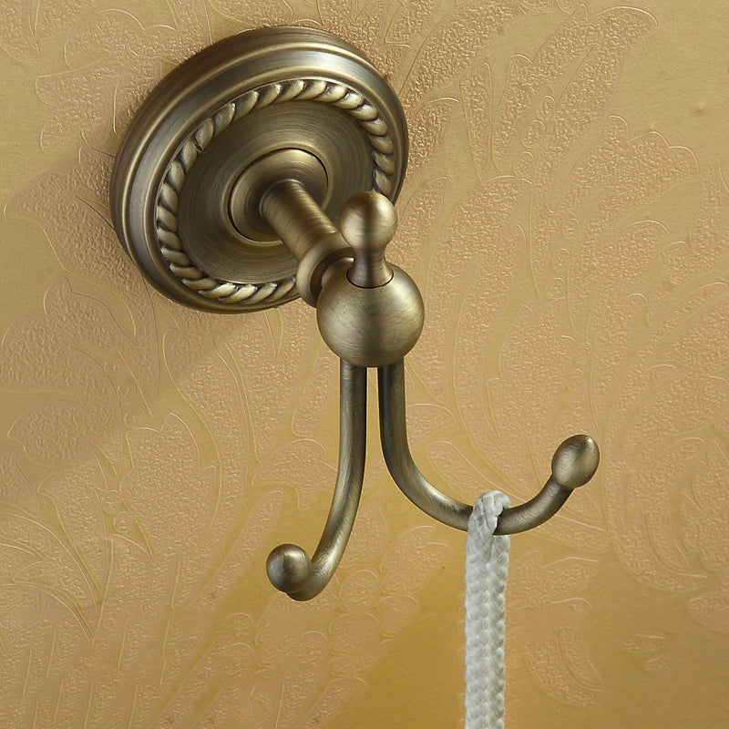 BowLift | Worn Brass Traditional Bathroom Set with Bath Shelf/Paper Holder & Towel Bar