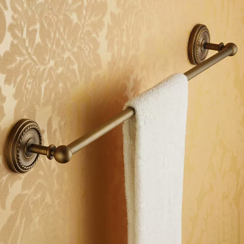 BowLift | Worn Brass Traditional Bathroom Set with Bath Shelf/Paper Holder & Towel Bar
