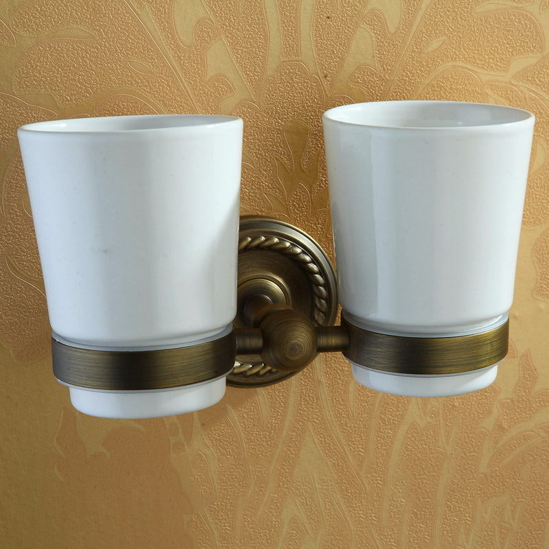 BowLift | Worn Brass Traditional Bathroom Set with Bath Shelf/Paper Holder & Towel Bar