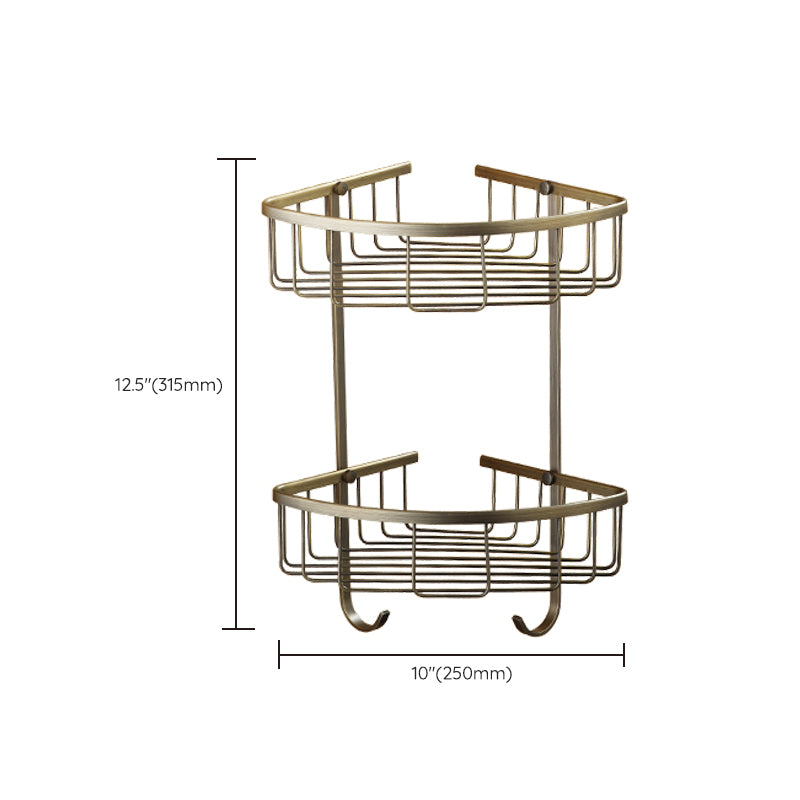 BowLift | Worn Brass Traditional Bathroom Set with Bath Shelf/Paper Holder & Towel Bar
