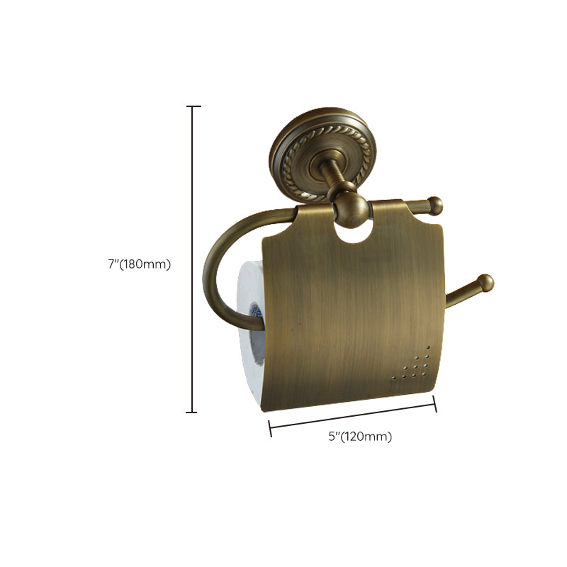 BowLift | Worn Brass Traditional Bathroom Set with Bath Shelf/Paper Holder & Towel Bar