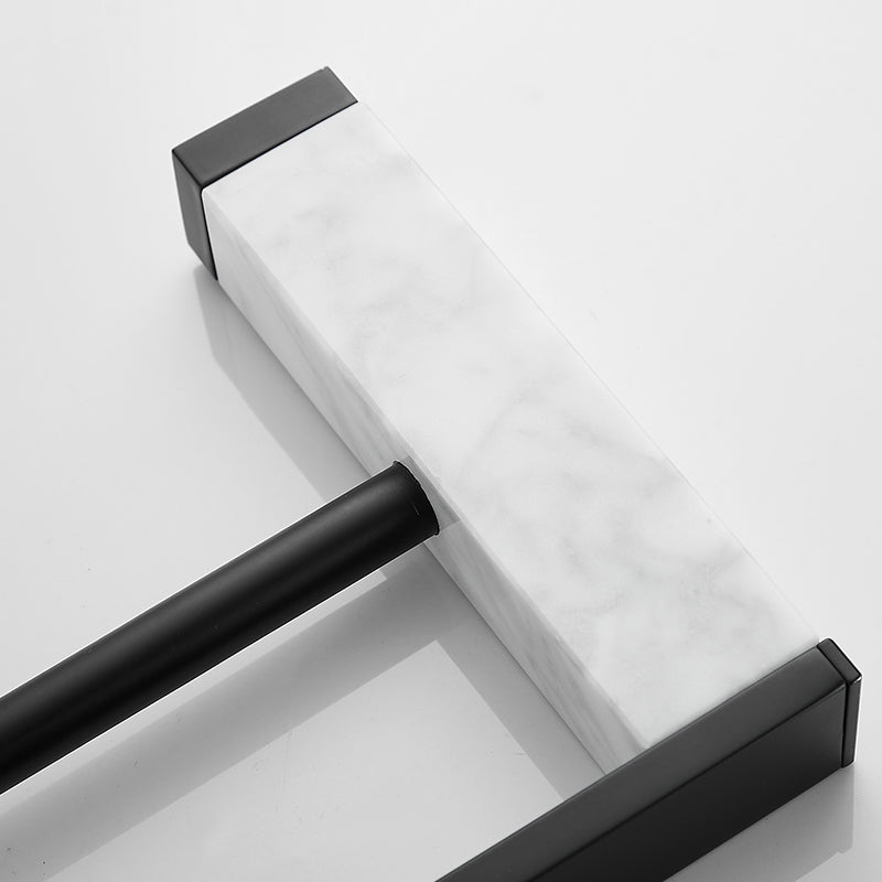 BowLift | Matt Black Bathroom Accessory Set made of Metal & Marble with Bath Shelf/Towel Holder