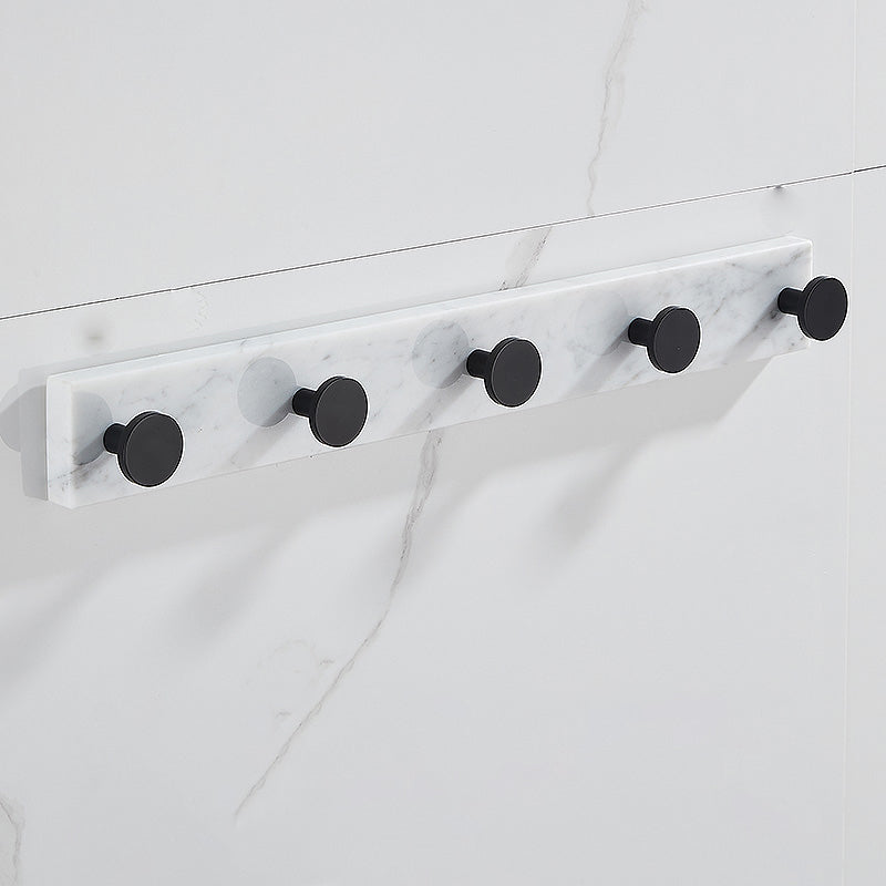BowLift | Matt Black Bathroom Accessory Set made of Metal & Marble with Bath Shelf/Towel Holder