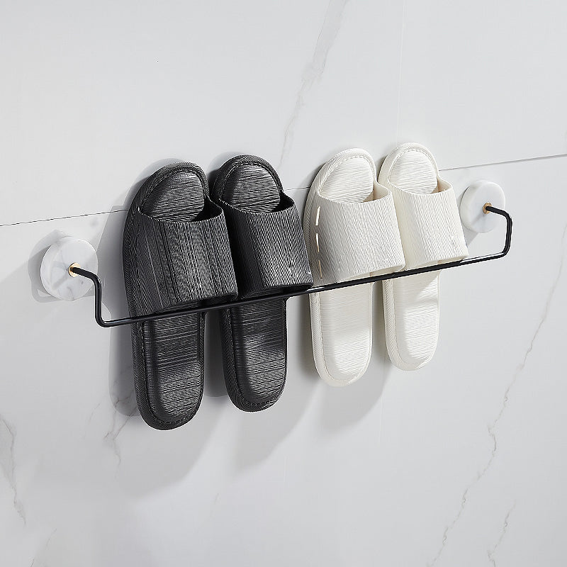 BowLift | Matt Black Bathroom Accessory Set made of Metal & Marble with Bath Shelf/Towel Holder