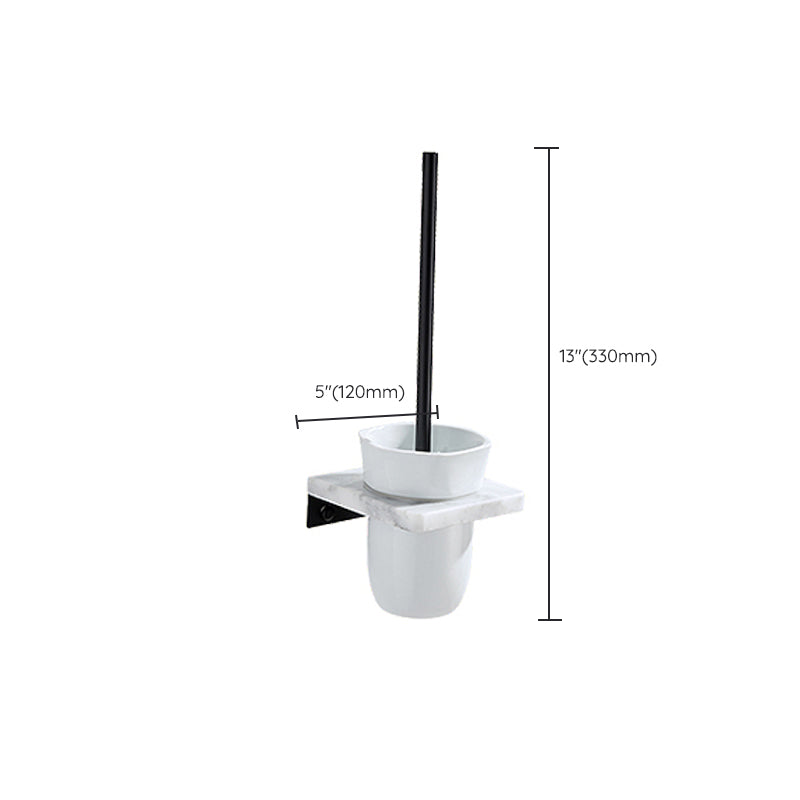 BowLift | Matt Black Bathroom Accessory Set made of Metal & Marble with Bath Shelf/Towel Holder