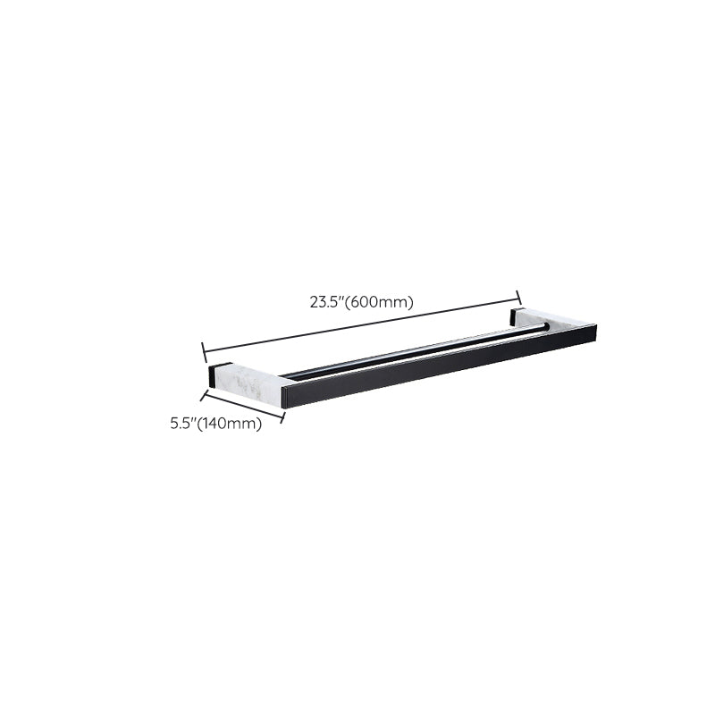 BowLift | Matt Black Bathroom Accessory Set made of Metal & Marble with Bath Shelf/Towel Holder