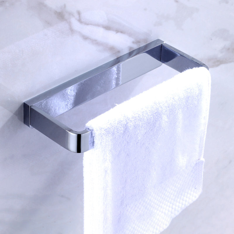 BowLift | Chrome brass modern bathroom accessory set with towel bar/ ring/ paper holder & bathrobe hook