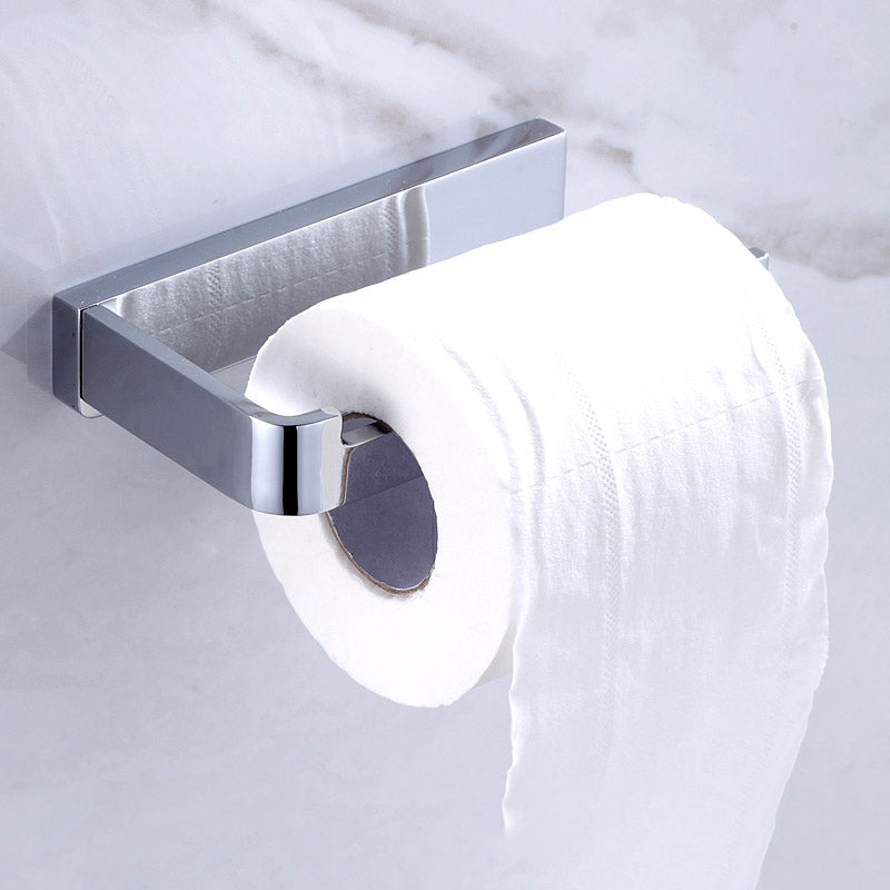 BowLift | Chrome brass modern bathroom accessory set with towel bar/ ring/ paper holder & bathrobe hook