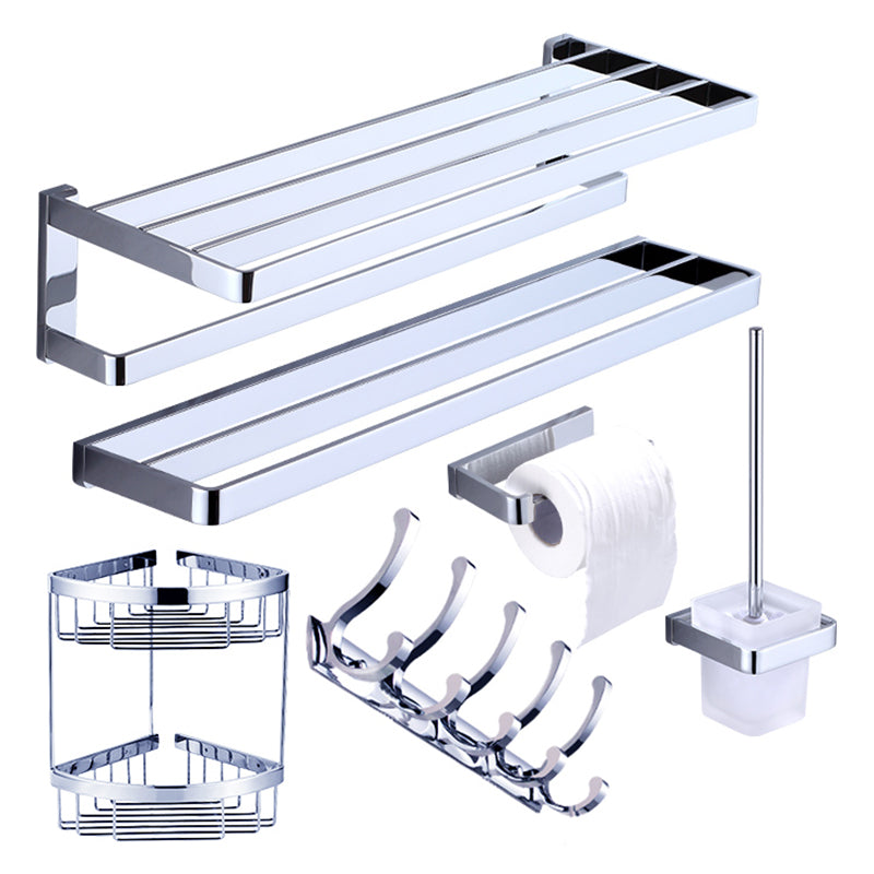 BowLift | Chrome brass modern bathroom accessory set with towel bar/ ring/ paper holder & bathrobe hook