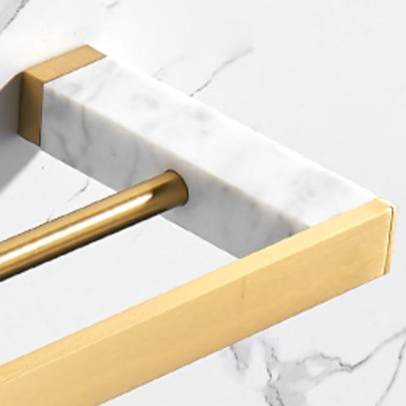 BowLift | Brushed Brass Bathroom Accessory Set Metal & Marble Bathroom Hardware Set with Bathtub Shelf