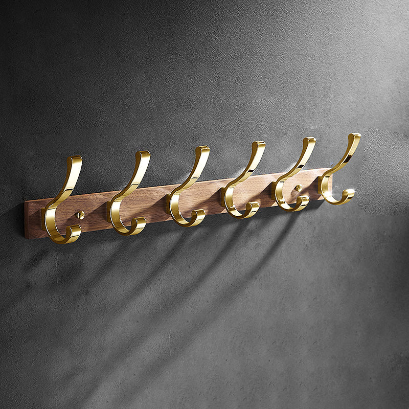 BowLift | Polished Brass Bathroom Hardware Set Metal & Wood Bathroom Set with Bath Shelf/Towel Bar
