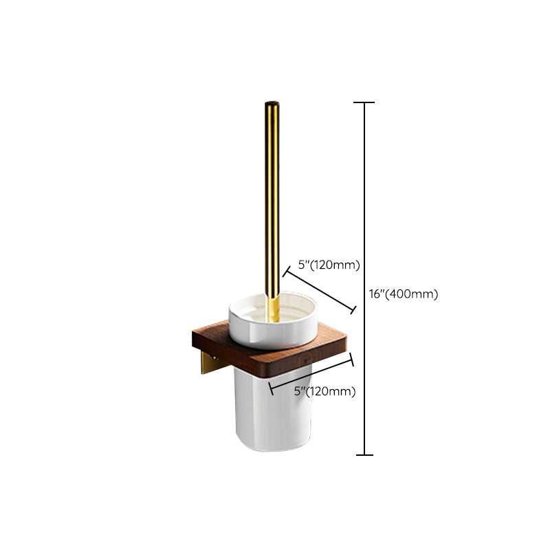 BowLift | Polished Brass Bathroom Hardware Set Metal & Wood Bathroom Set with Bath Shelf/Towel Bar