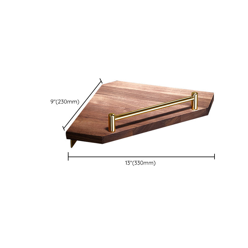 BowLift | Polished Brass Bathroom Hardware Set Metal & Wood Bathroom Set with Bath Shelf/Towel Bar