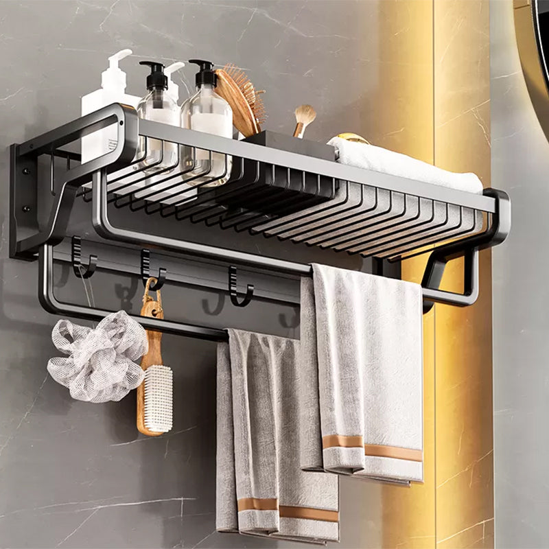BowLift | Contemporary bathroom accessory set made of matte stainless steel-aluminum with bathrobe hook/towel rail