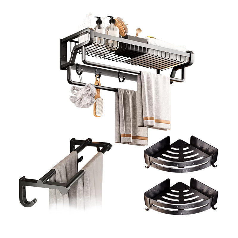 BowLift | Contemporary bathroom accessory set made of matte stainless steel-aluminum with bathrobe hook/towel rail