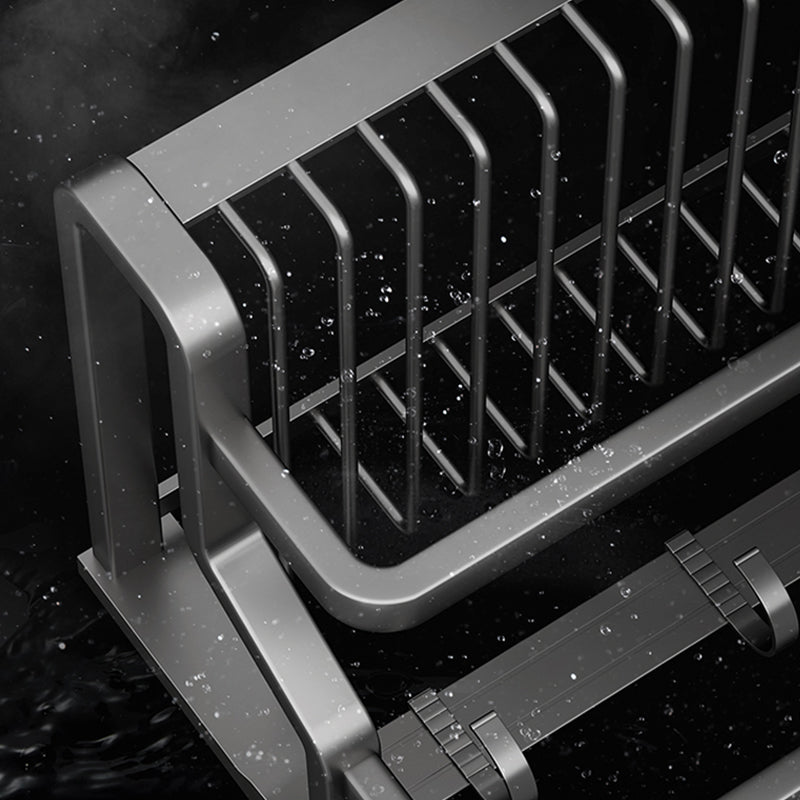 BowLift | Contemporary bathroom accessory set made of matte stainless steel-aluminum with bathrobe hook/towel rail