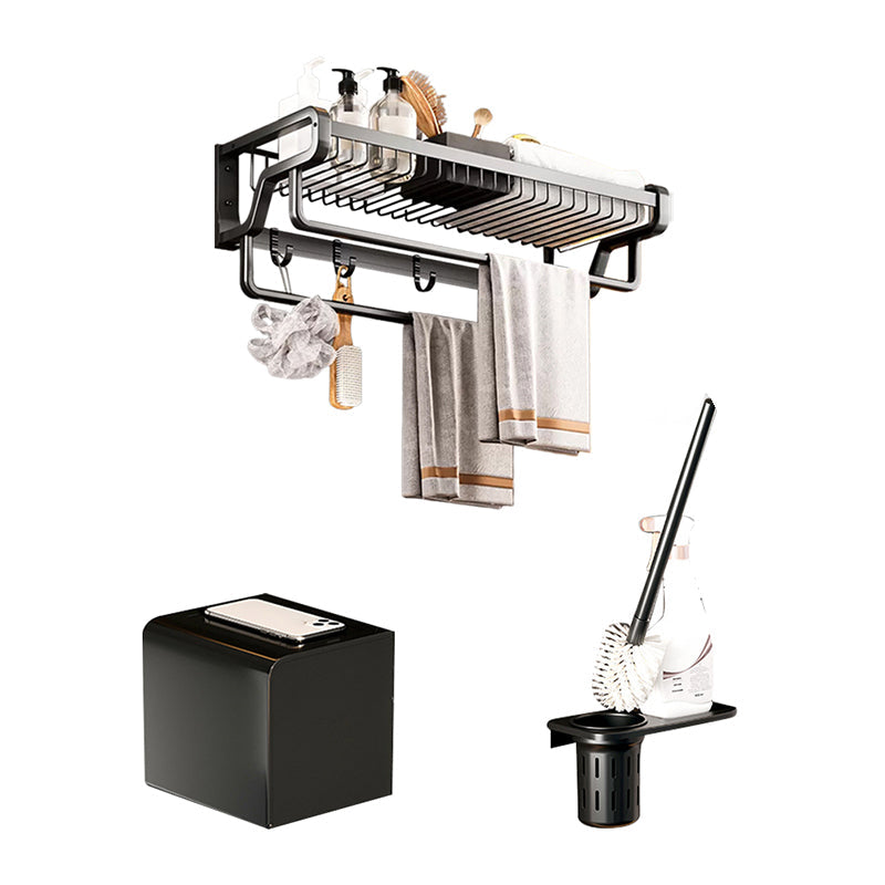 BowLift | Contemporary bathroom accessory set made of matte stainless steel-aluminum with bathrobe hook/towel rail