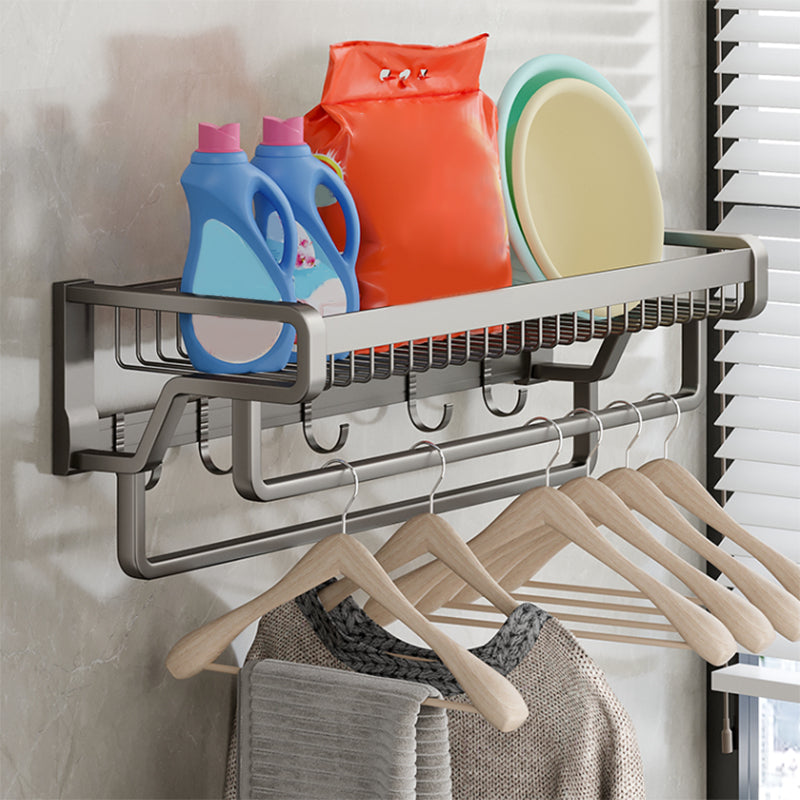BowLift | Contemporary bathroom accessory set made of matte stainless steel-aluminum with bathrobe hook/towel rail