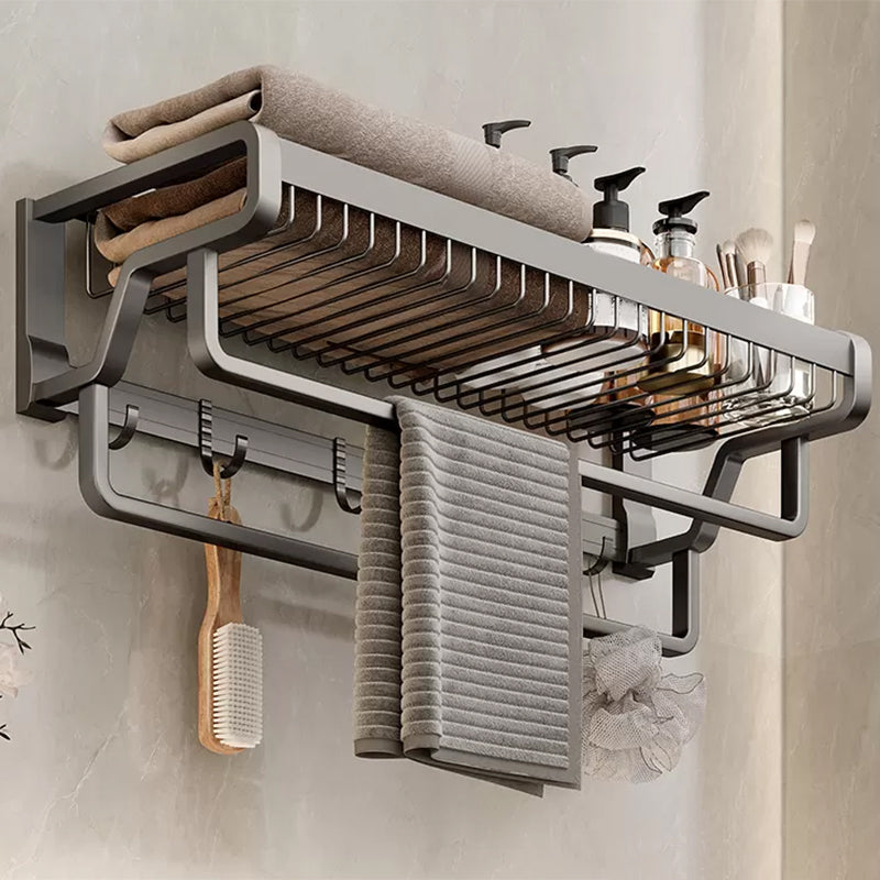 BowLift | Contemporary bathroom accessory set made of matte stainless steel-aluminum with bathrobe hook/towel rail