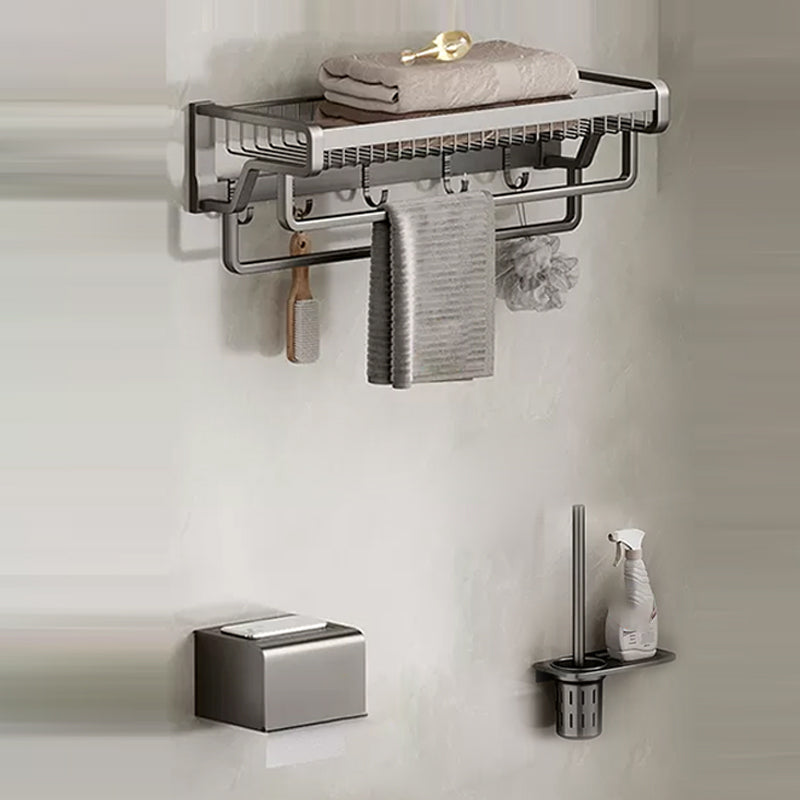 BowLift | Contemporary bathroom accessory set made of matte stainless steel-aluminum with bathrobe hook/towel rail