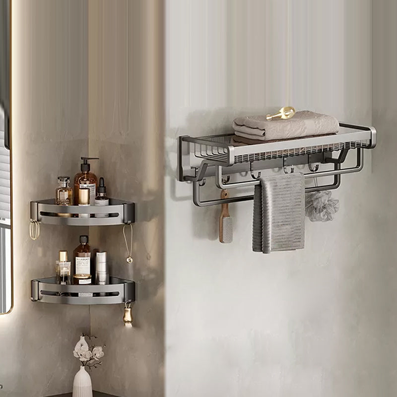 BowLift | Contemporary bathroom accessory set made of matte stainless steel-aluminum with bathrobe hook/towel rail