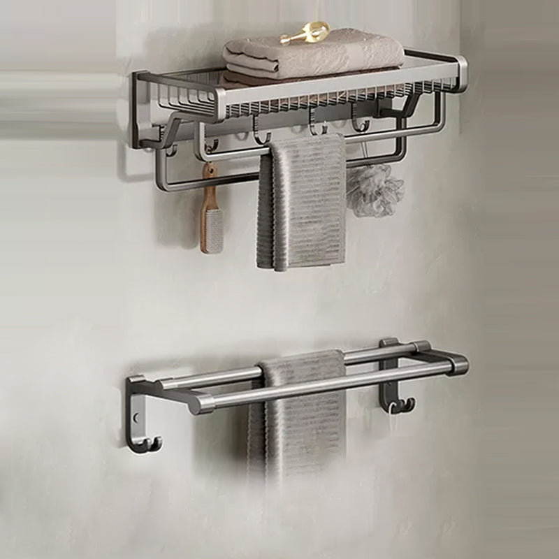 BowLift | Contemporary bathroom accessory set made of matte stainless steel-aluminum with bathrobe hook/towel rail