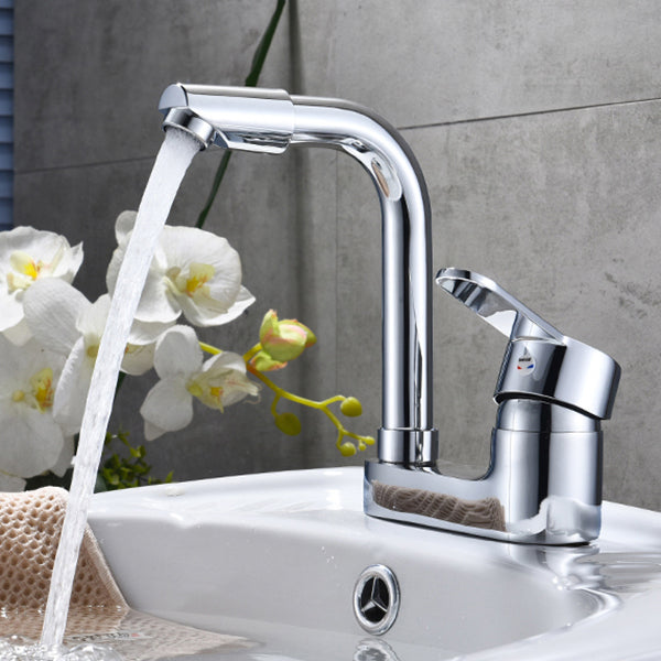 BowLift | Chrome Round Washbasin Faucet with Swivel Spout for the Bathroom