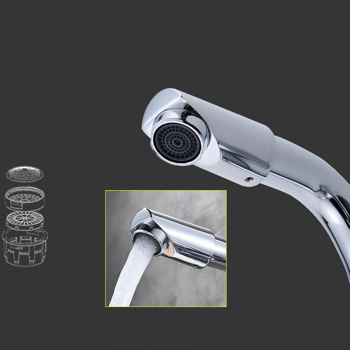 BowLift | Chrome Round Washbasin Faucet with Swivel Spout for the Bathroom