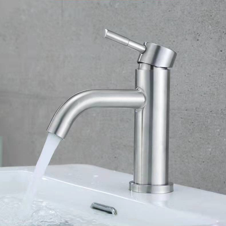 BowLift | Stainless Steel Bathroom Faucet Chrome Lever Handle Sink Faucet with 1 Hole