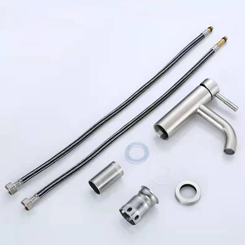BowLift | Stainless Steel Bathroom Faucet Chrome Lever Handle Sink Faucet with 1 Hole