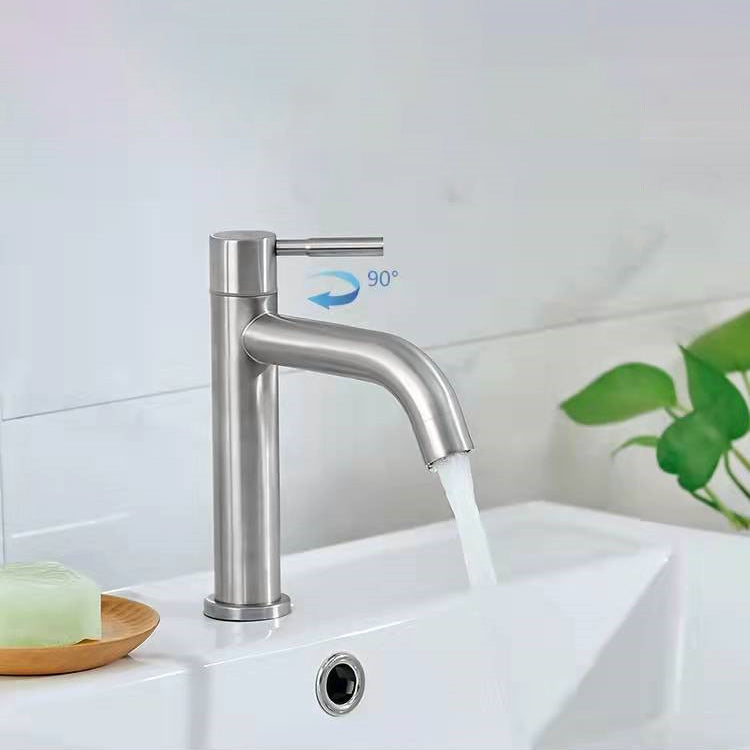 BowLift | Stainless Steel Bathroom Faucet Chrome Lever Handle Sink Faucet with 1 Hole