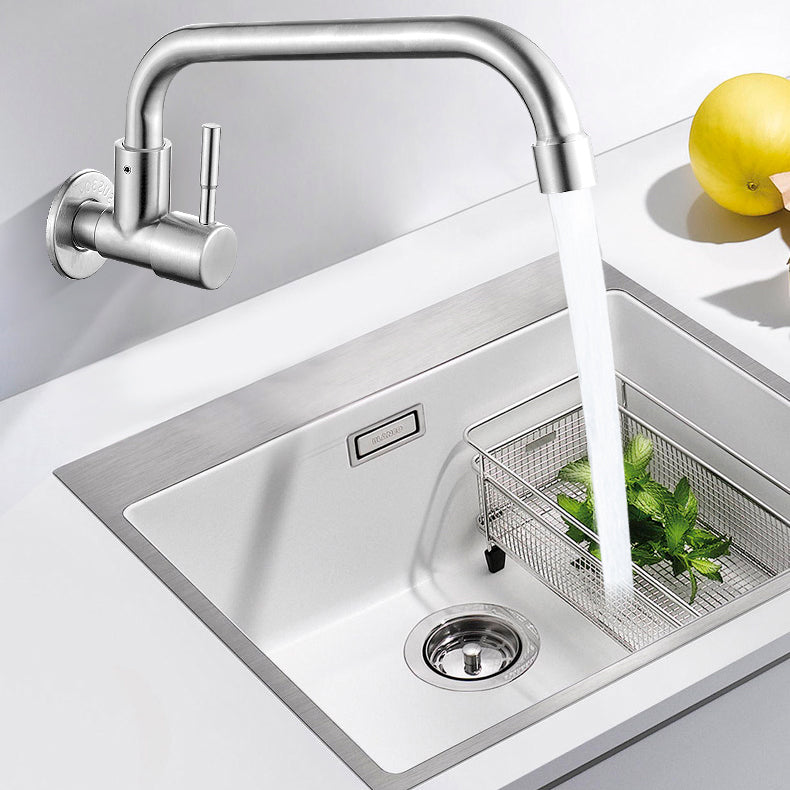 BowLift | Modern Bridge Faucet 304 Stainless Steel Knob Handle Swivel Spout Wall Mounted Faucet