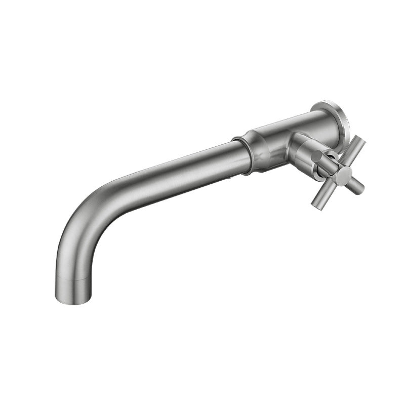 BowLift | Contemporary Vessel Water Faucet Stainless Steel Cross Handles Wall Mounted Bathroom Faucet