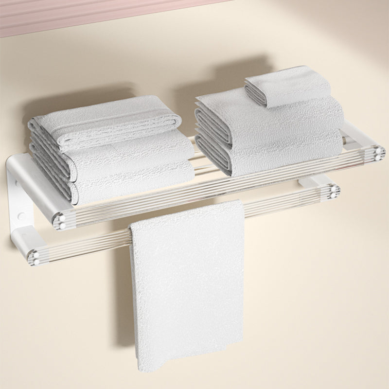 BowLift | White Bathroom Accessory Set Metal & Acrylic Bathroom Set with Bath Shelf/Towel Hook
